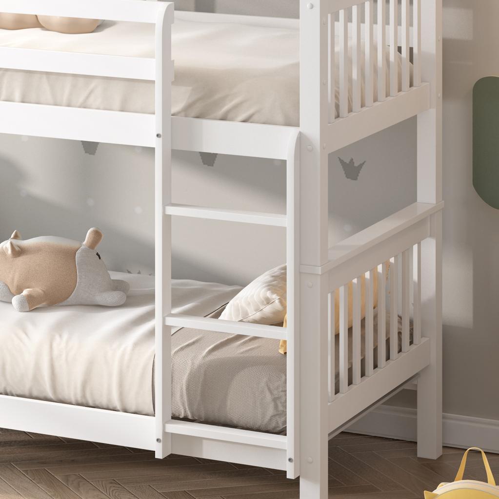 Single Wooden Bunk Bed with Safety Rails - Durable and Space-Saving Design for Kids' Room