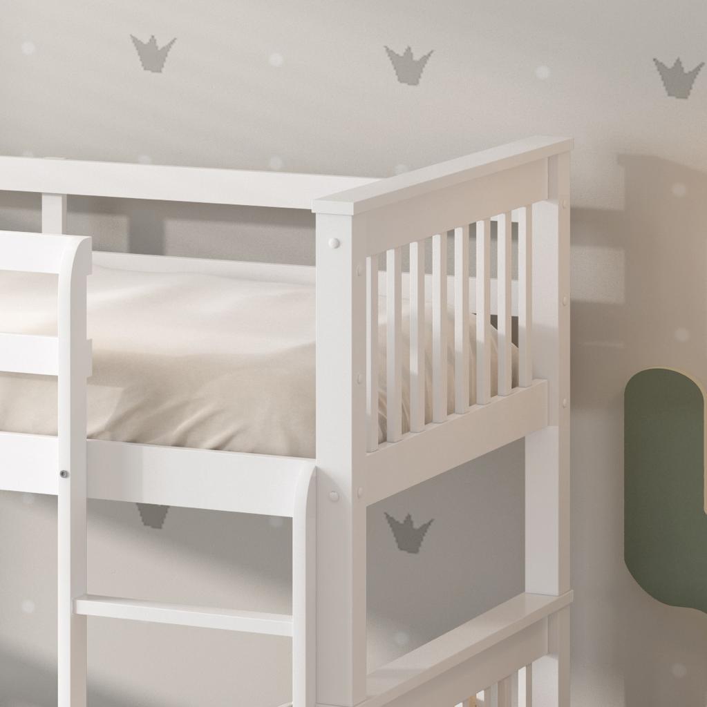 Single Wooden Bunk Bed with Safety Rails - Durable and Space-Saving Design for Kids' Room