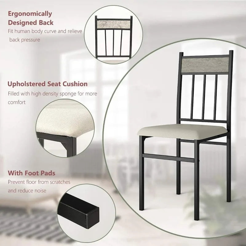 5 Piece Kitchen Dining, Modern Include 1 Rectangular Four High-Back Table & Chair Sets,