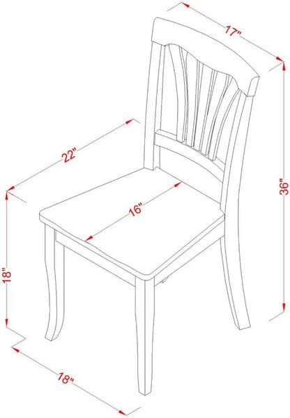 ANAV5-OAK-W 5 Piece Room Set Includes a Round Kitchen Table with Pedestal and 4 Dining Chairs, 36x36 Inch