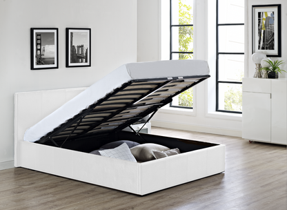 Luxury Leather Gaslift Bed Frame with Storage - Modern Design