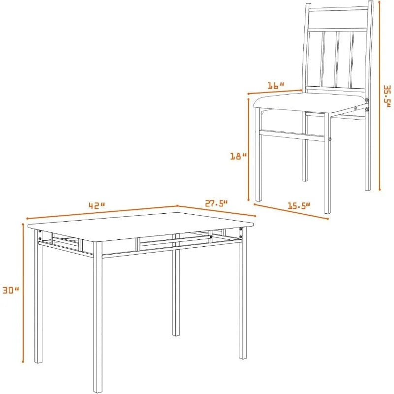5 Piece Kitchen Dining, Modern Include 1 Rectangular Four High-Back Table & Chair Sets,