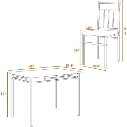 5 Piece Kitchen Dining, Modern Include 1 Rectangular Four High-Back Table & Chair Sets,