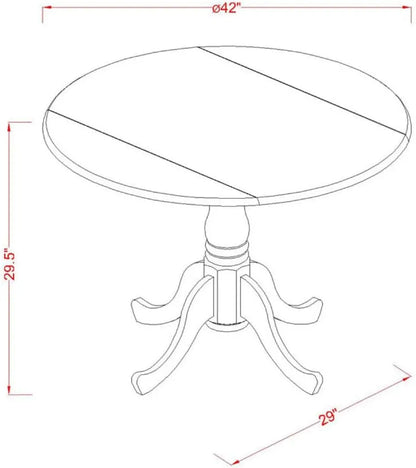 Furniture Dublin 5 Piece Set Includes a Round Dining Room Table with 4 Linen Fabric Chairs
