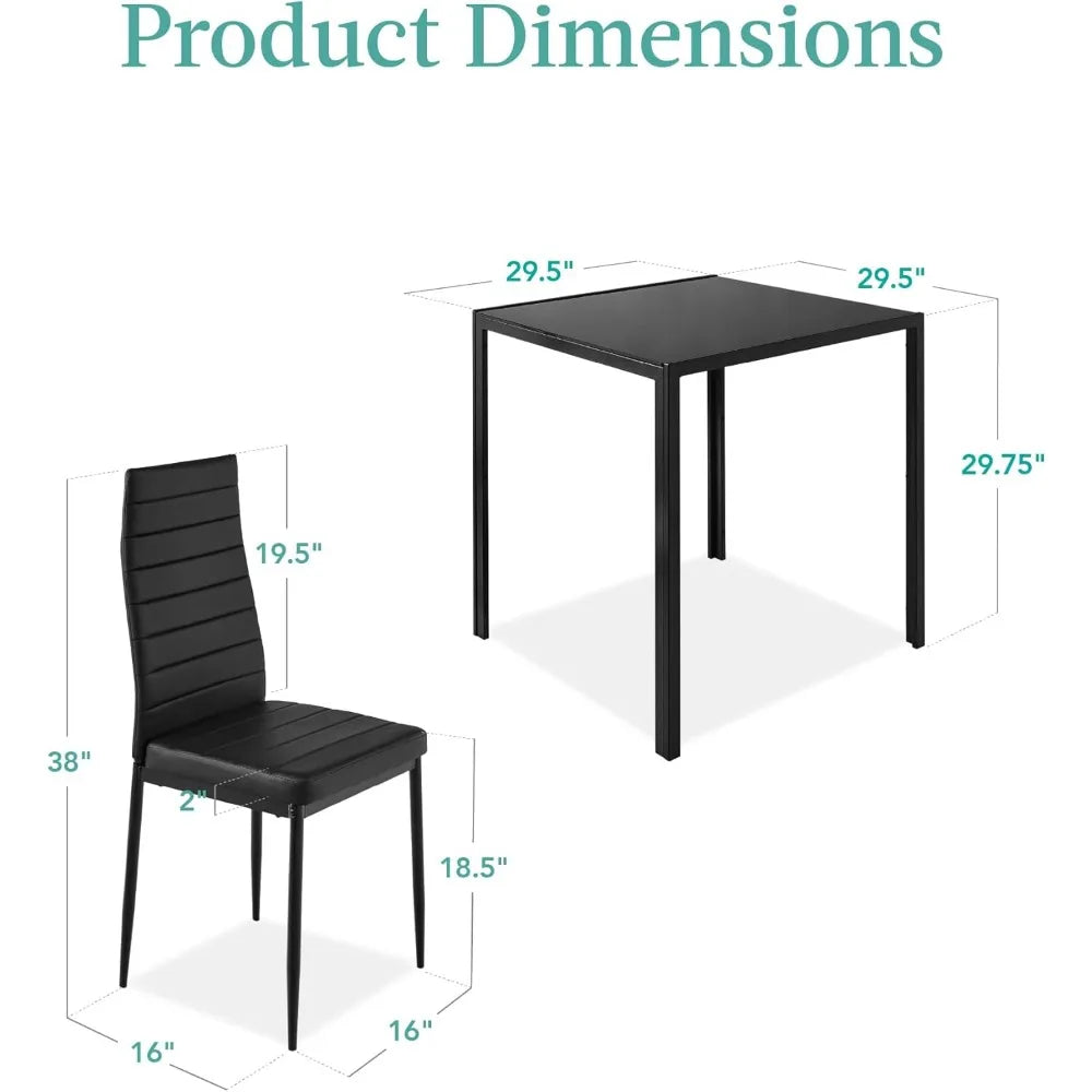 5-Piece  Dining Set, Modern Kitchen Table Furniture for Dining Room,  Compact Space-Saving w/Glass Tabletop,Upholstered Chairs