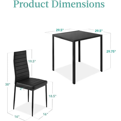 5-Piece  Dining Set, Modern Kitchen Table Furniture for Dining Room,  Compact Space-Saving w/Glass Tabletop,Upholstered Chairs