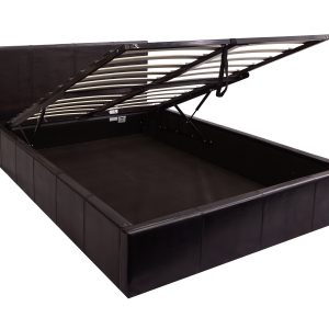 Luxury Leather Gaslift Bed Frame with Storage - Modern Design