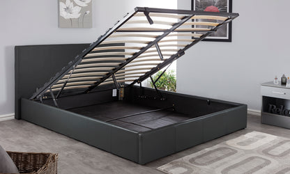 Luxury Leather Gaslift Bed Frame with Storage - Modern Design