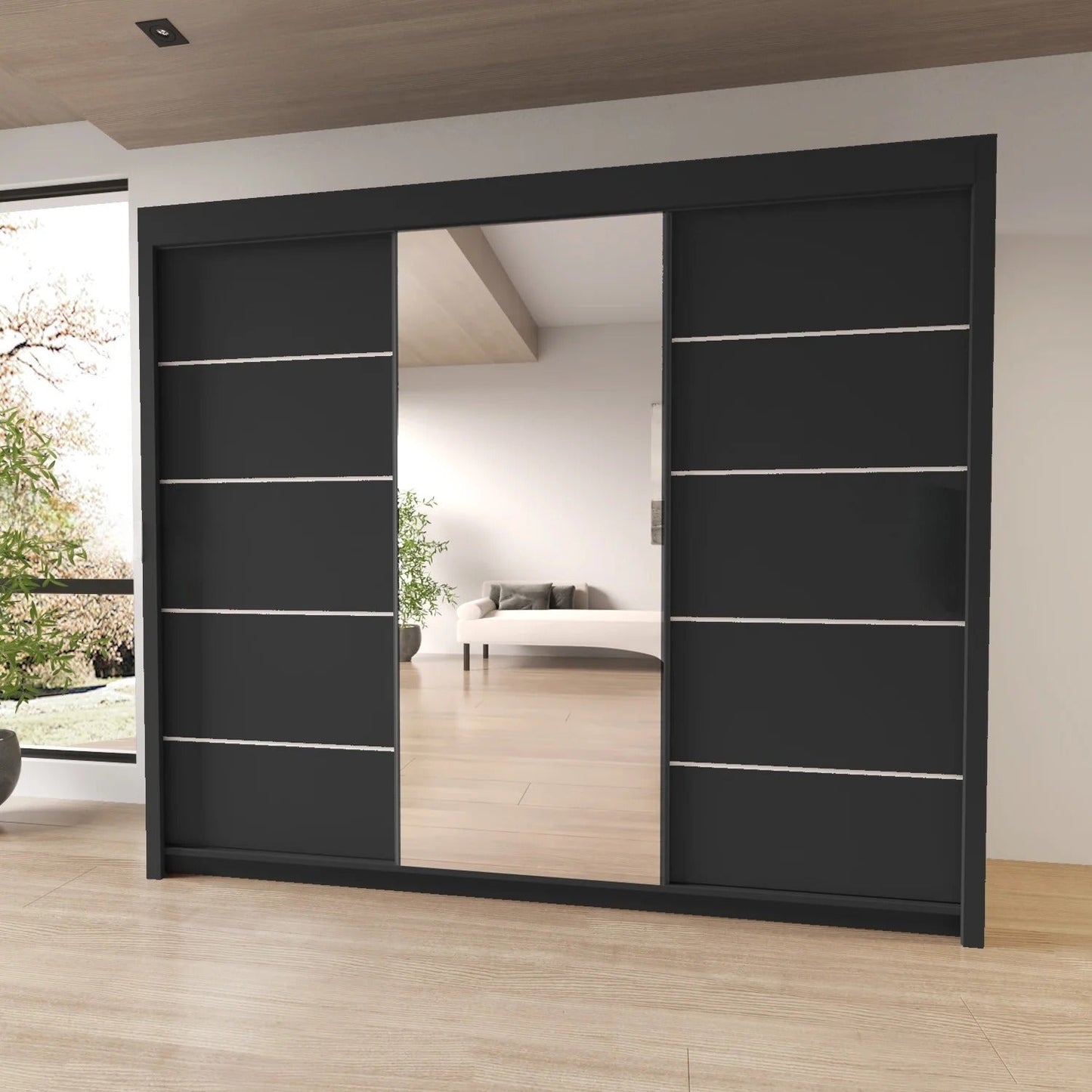 Lyon Mirrored Bedroom Sliding Door Wardrobe