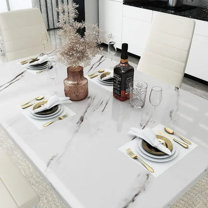 Faux Marble Kitchen and Table Chairs Set of 4 Dining Room Table Set with 4 PU Leather Dining Chairs Kitchen Table Set for Small