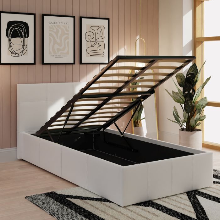 Luxury Leather Gaslift Bed Frame with Storage - Modern Design