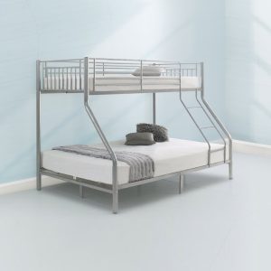 Durable Trio Metal Bunk Bed Space-Saving Triple Bed Frame with Safety Features