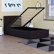 Luxury Leather Gaslift Bed Frame with Storage - Modern Design