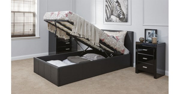 Luxury Leather Gaslift Bed Frame with Storage - Modern Design